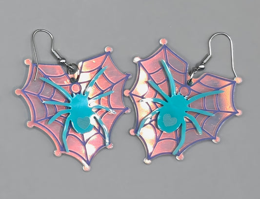 Iridescent Spider Web Earrings