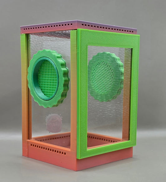3d Printed Acrylic Jumping Spider Enclosure (Rainbow Sherbert) 4"x4"x6"