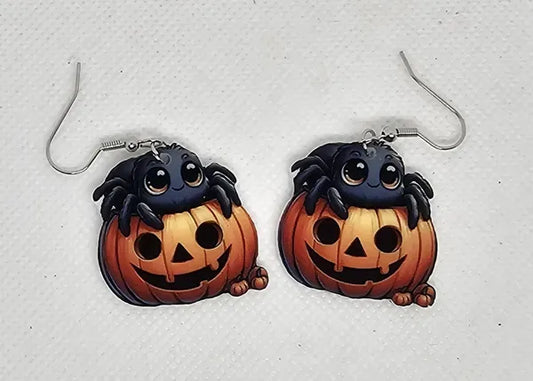 Cute/Spooky Jumping Spider Acrylic Earrings