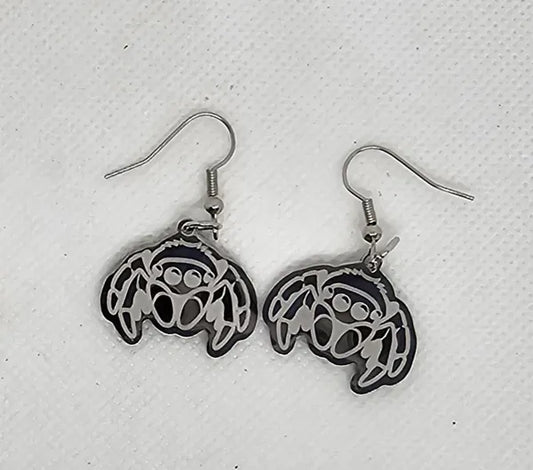 Cute Metal Jumping Spider Earrings