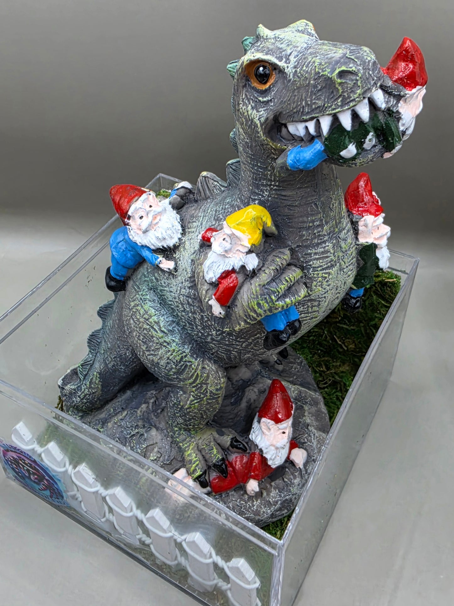 Dinosaur Munching on Gnomes Enclosure