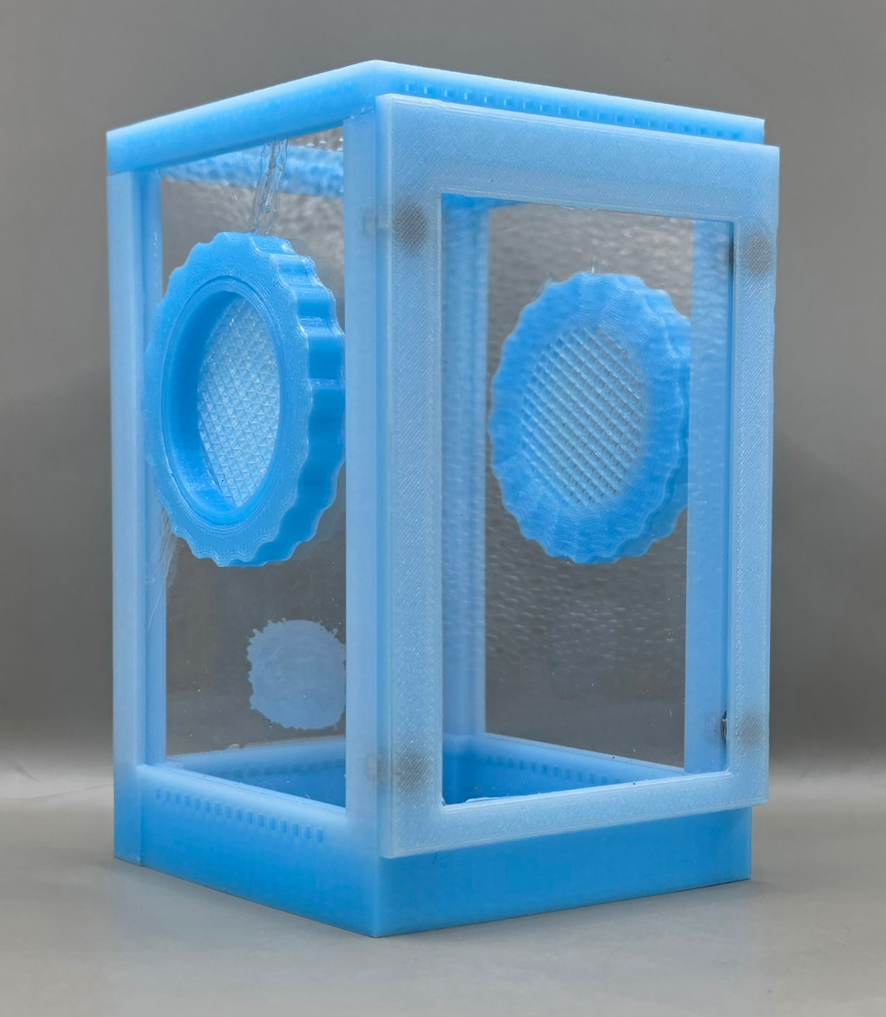 3d Printed Acrylic Jumping Spider Enclosure (Jelly Blue) 4"x4"x6"