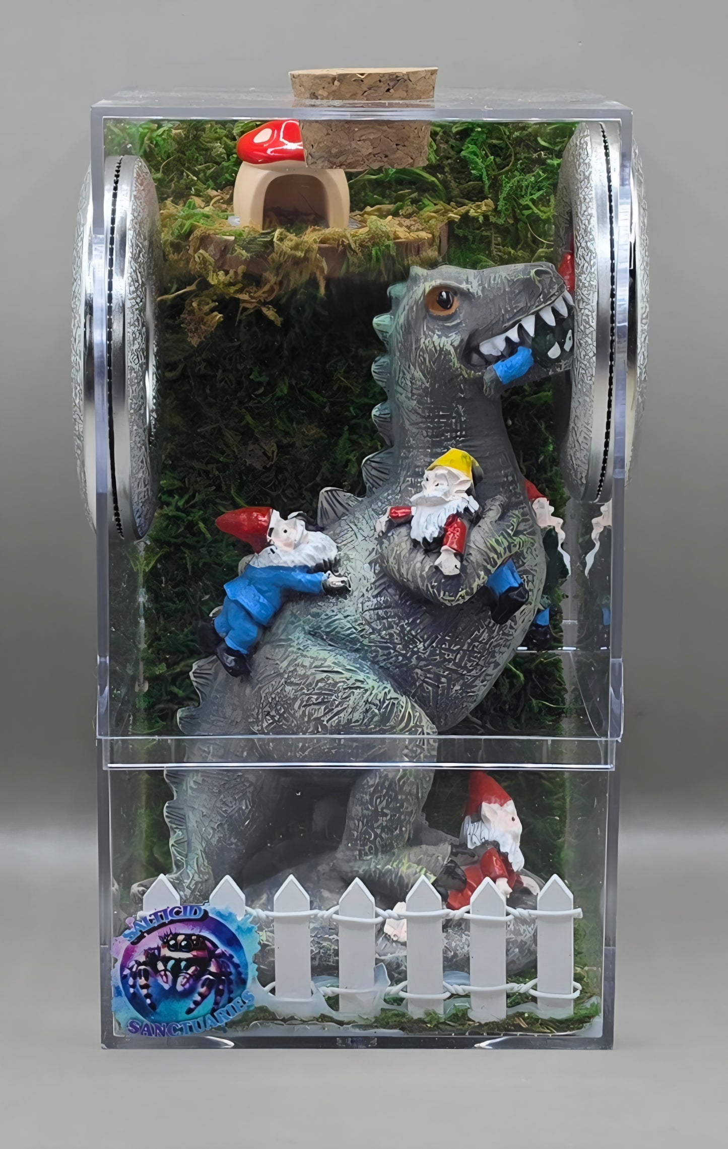 Dinosaur Munching on Gnomes Enclosure
