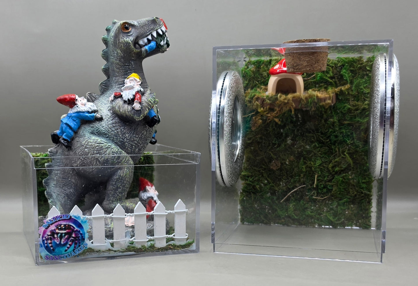 Dinosaur Munching on Gnomes Enclosure