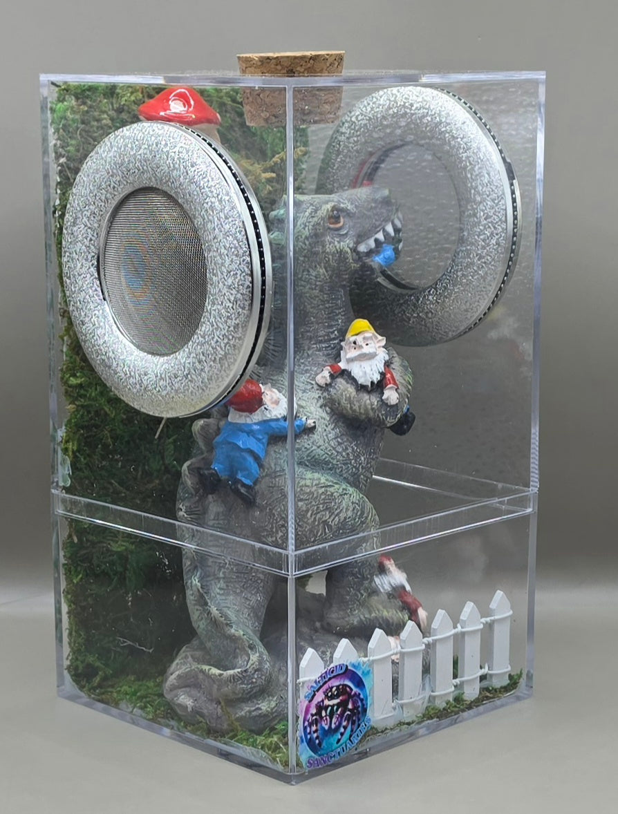 Dinosaur Munching on Gnomes Enclosure