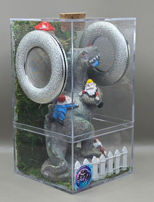 Dinosaur Munching on Gnomes Enclosure