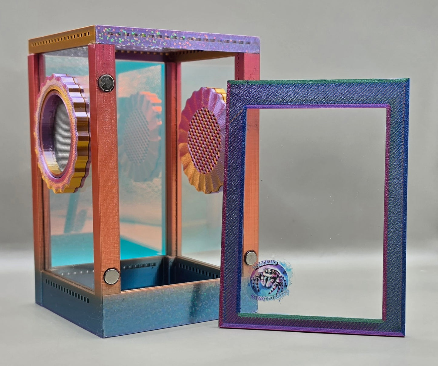 3d Printed Acrylic Jumping Spider Enclosure (Fruit Roll Up) 4"x4"x6"