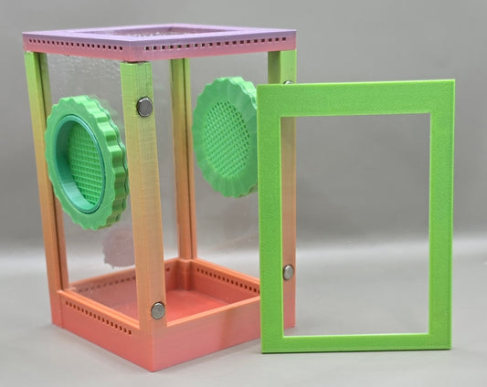 3d Printed Acrylic Jumping Spider Enclosure (Rainbow Sherbert) 4"x4"x6"