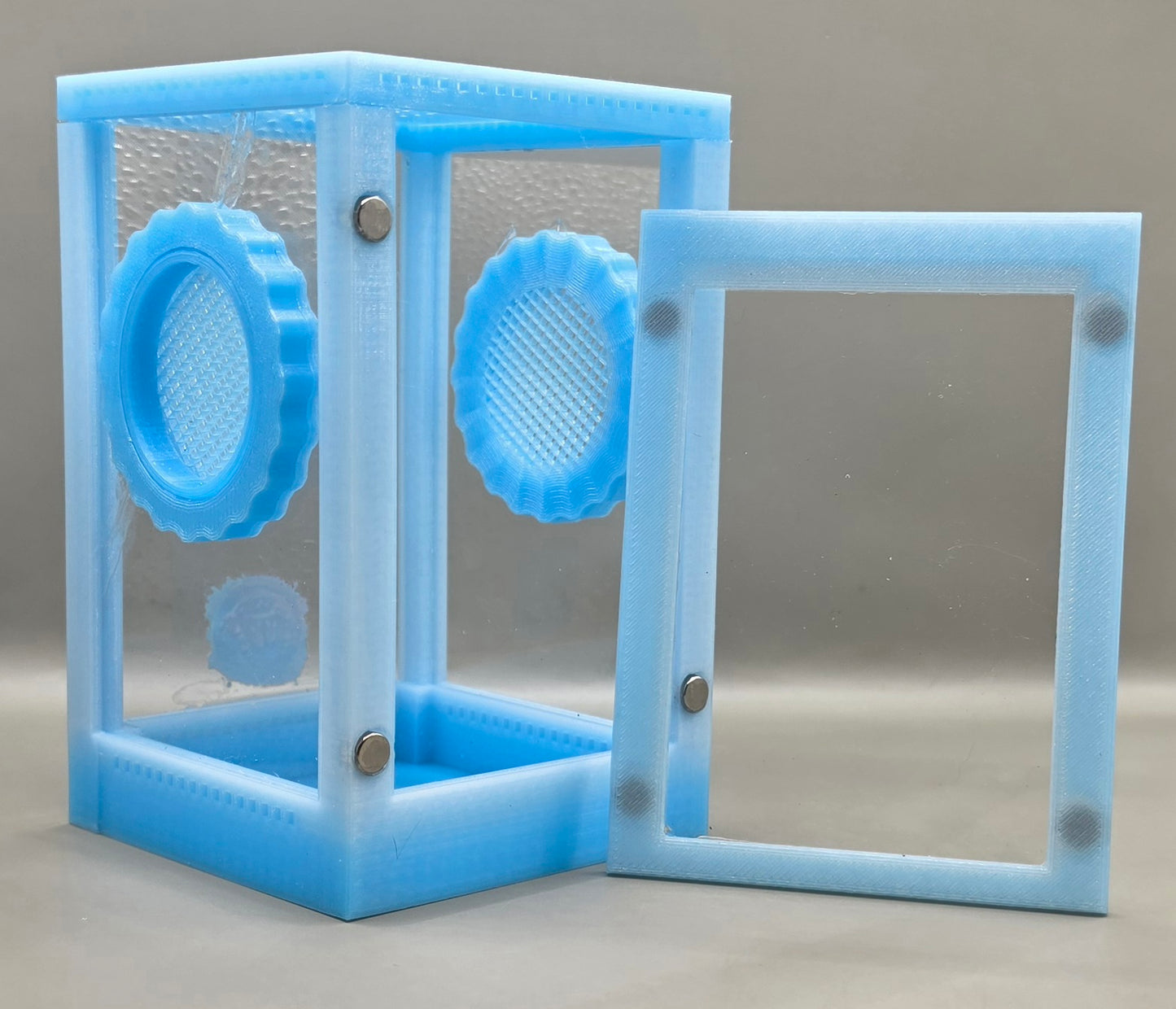 3d Printed Acrylic Jumping Spider Enclosure (Jelly Blue) 4"x4"x6"