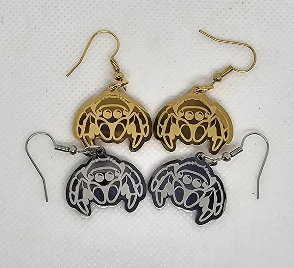 Cute Metal Jumping Spider Earrings