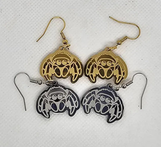 Cute Metal Jumping Spider Earrings